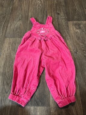 Vintage OshKosh B'gosh Bright Pink Corduroy Overalls